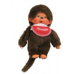 peluche monchhichi avec bavoir rouge