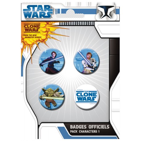 badges clone wars - pack de 4 badges characters n°1