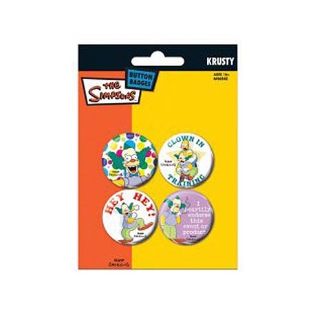 badges les simpsons - pack de 4 badges krusty le clown