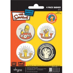 badges les simpsons - pack de 4 badges homer