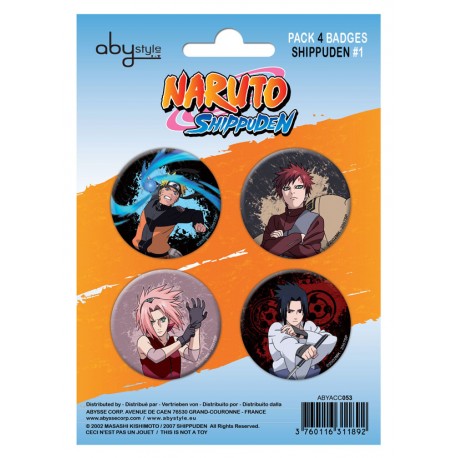badges naruto shippuden - pack de 4 badges caractères série 1