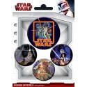 badges star wars - pack de 4 badges vintage