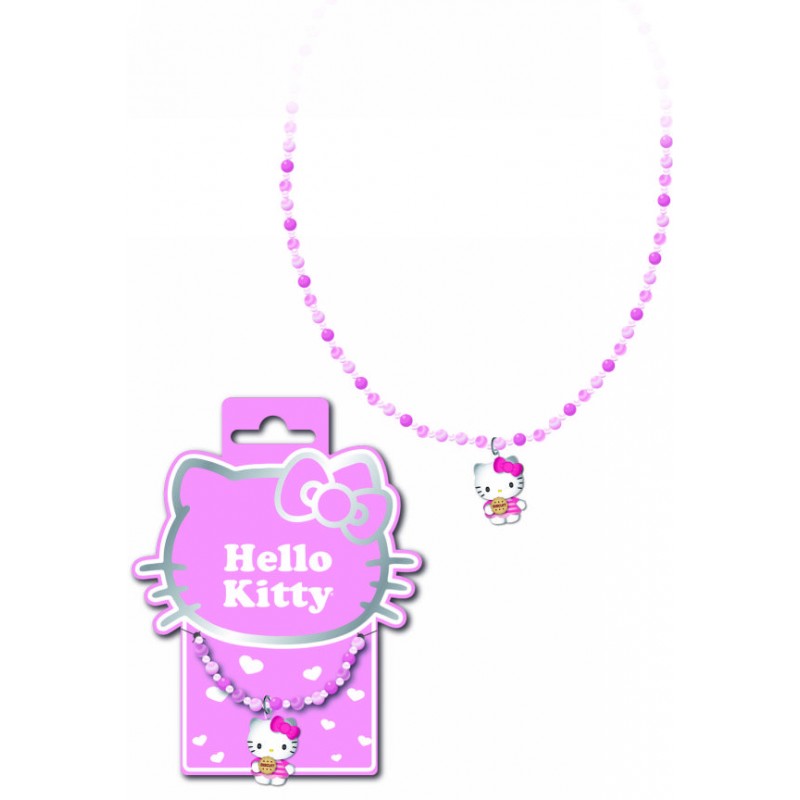 collier hello kitty coeur perles 