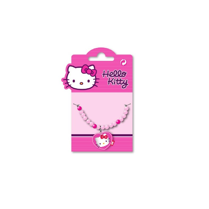 collier hello kitty coeur perles 