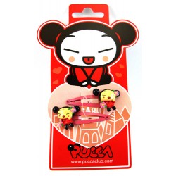 blister pucca deux barettes rose avec figurine