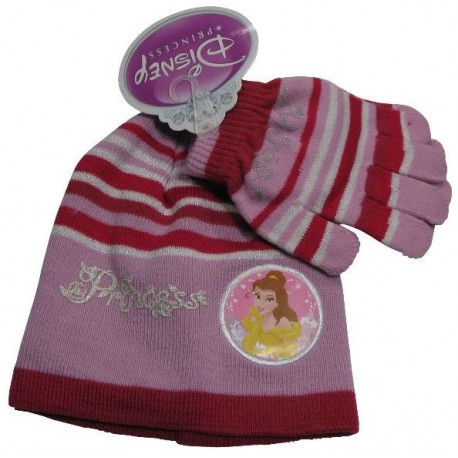 bonnet et gants disney princess rouge taille 2-4 ans