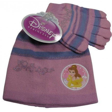 bonnet et gants disney princess rose taille 2-4 ans