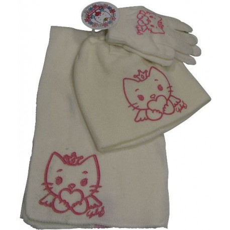 bonnet-gants-echarpe angel cat sugar ecru