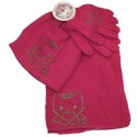 bonnet-gants-echarpe angel cat sugar fuchsia