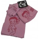 bonnet-gants et echarpe betty boop rose taille 2-5 ans