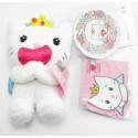 porte-clefs peluche d'angel cat sugar de 12 cm serrant un coeur