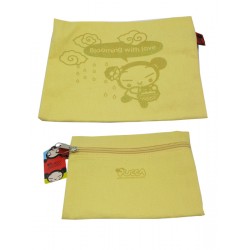 mini-pochette pucca plate zippé jaune