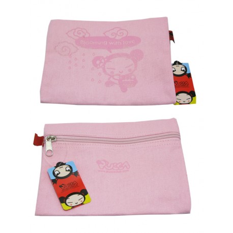 mini-pochette pucca plate zippé rose