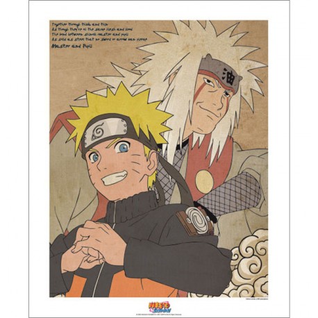 artprint naruto shippuden : naruto et jiraya