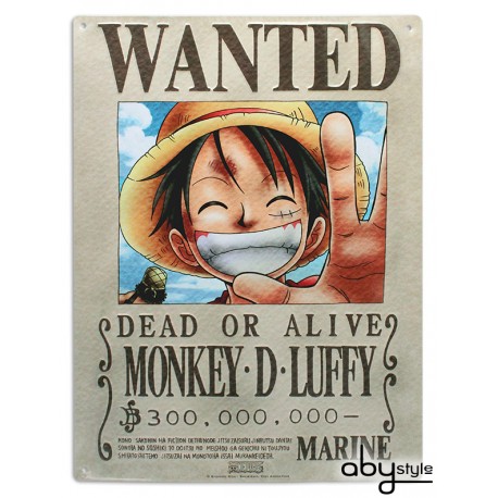 plaque métal one piece luffy wanted