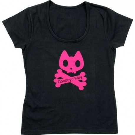 t-shirt goodbye kitty rose et noir