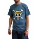 t-shirt one piece basic bleu homme tête de mort