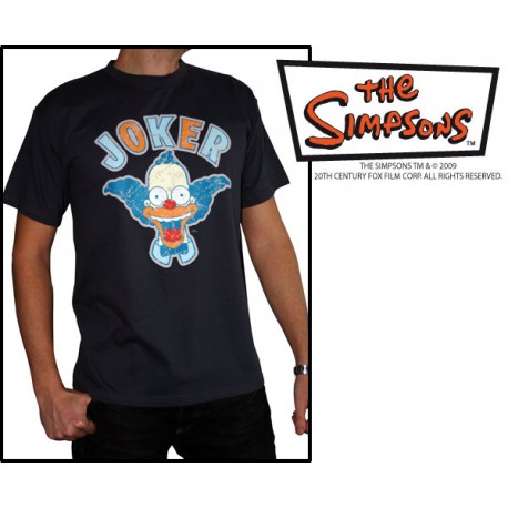 t-shirt simpsons dark grey krusty joker