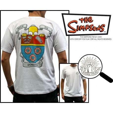 t-shirt simpsons homme blanc beer tv donuts