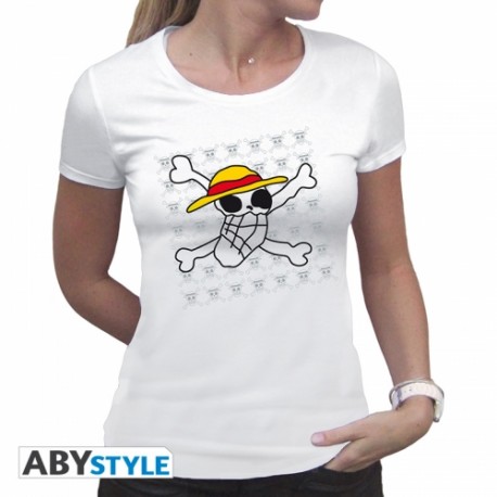 T-Shirt ONE PIECE - Basic Femme Skull Dessin De Luffy
