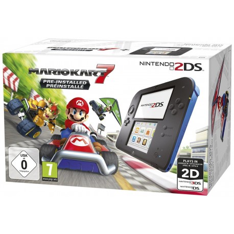 Console Nintendo 2DS Noir et Bleu + Mario Kart 7 Préinstallé