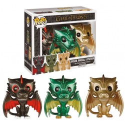 figurines game of thrones Drogon, Rhaegal & Viserion Metallic 9 cm