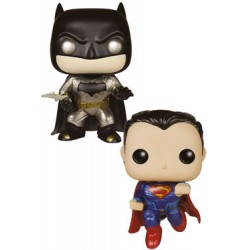 Batman v Superman pack 2 POP! Heroes Vinyl figurines Metallic Batman & Superman 9 cm