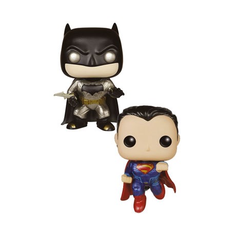 Batman v Superman pack 2 POP! Heroes Vinyl figurines Metallic Batman & Superman 9 cm