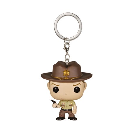 The Walking Dead POP! Vinyl porte-clés Rick Grimes Blood Spatter 4 cm