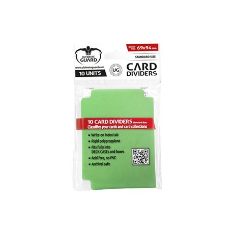 Ultimate Guard 10 intercalaires pour cartes Card Dividers taille standard Vert