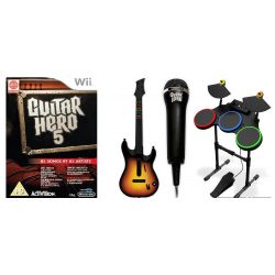 Jeu Guitar Hero 5 + Micro + Batterie + Guitare [ Wii ]