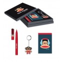 coffret parure stylo bille, carnet et porte-clés paul frank